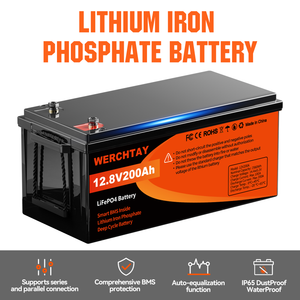 12,8 V 200 Ah LiFePO4-Batterie, 4000+ Zyklen 