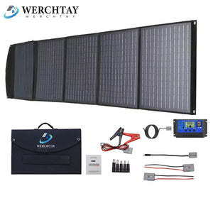 250W Faltbares Solarpanel 12V Tragbar für Powerstation, Camping + [Gratis 30A Controller]