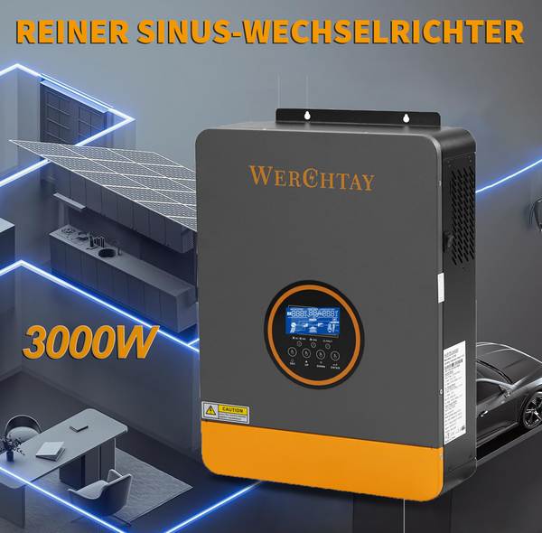 3000W 24V Solar Wechselrichter Hybrid Reinen Sinus Eingebaut MPPT 80A 55-430VDC