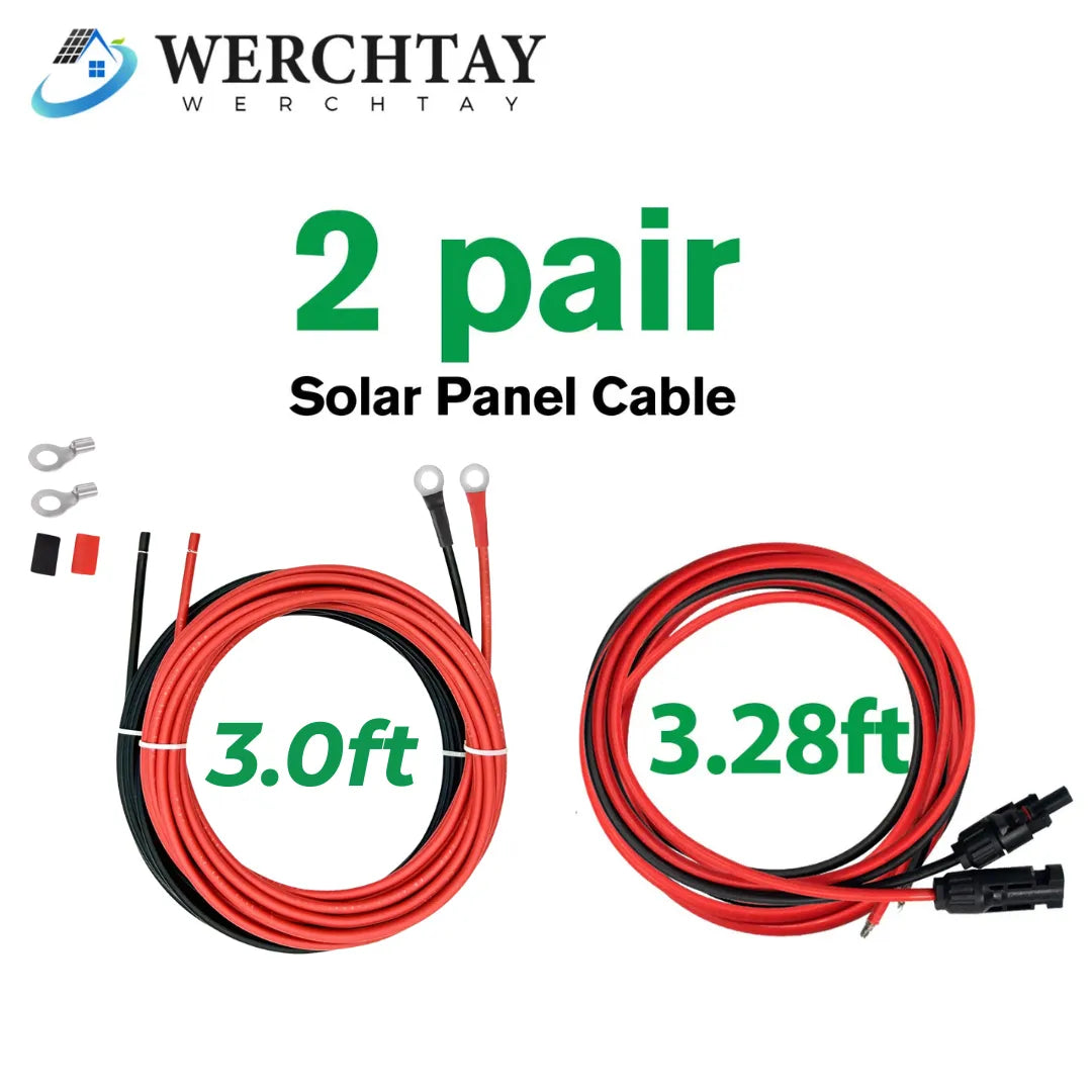 Solarpanel-Verlängerungskabel-Set – 2 Paar MC4-Anschlusskabel (Schwarz + Rot)