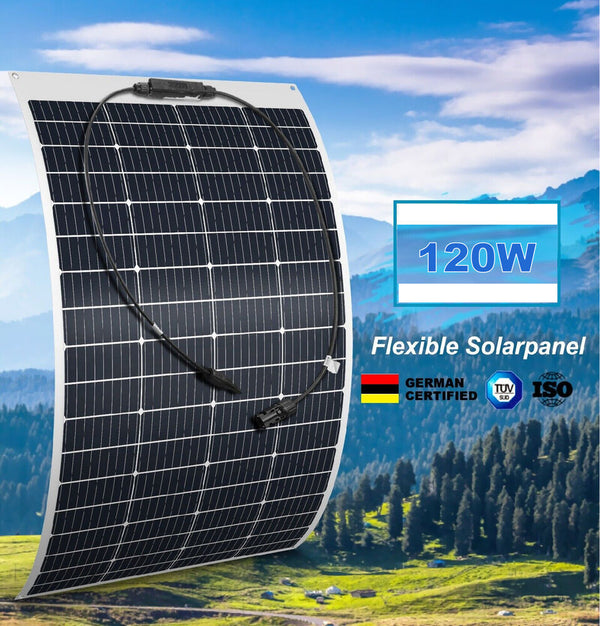 120W Flexibel Solarpanel Solarmodul Monokristallin Für Wohnmobil Camping Haus