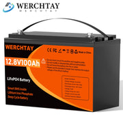 12,8 V 1280 Wh/100 Ah LiFePO4-Batterie mit BMS-Schutz 