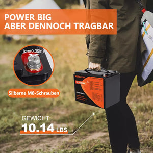 12,8V 50Ah LiFePO4 Lithium Batterie mit BMS 50A für Außenborder, Camping und Boot