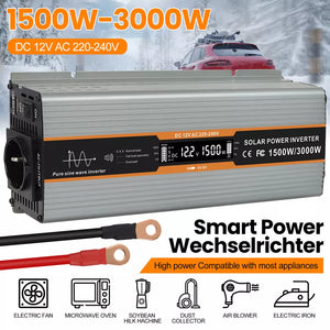 1500W/3000W Reiner Sinus Wechselrichter 12V auf 230V – Wechselrichter mit LCD-Anzeige