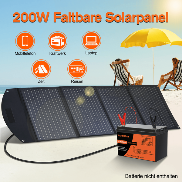 Faltbar Solarpanel 100W 200W Solarmodul für Powerstation Camping Wohnmobil RV